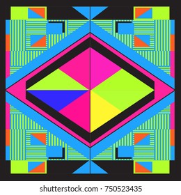 Trendy geometric elements memphis greeting cards design. Retro style texture, pattern and elements. Modern abstract design poster and cover template