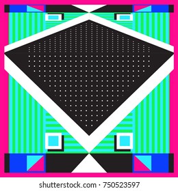 Trendy geometric elements memphis greeting cards design. Retro style texture, pattern and elements. Modern abstract design poster and cover template