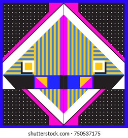 Trendy geometric elements memphis greeting cards design. Retro style texture, pattern and elements. Modern abstract design poster and cover template