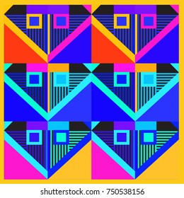 Trendy geometric elements memphis greeting cards design. Retro style texture, pattern and elements. Modern abstract design poster and cover template