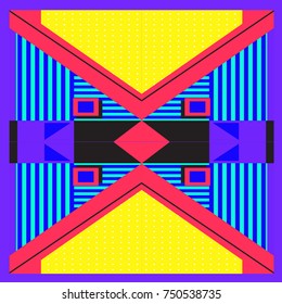 Trendy geometric elements memphis greeting cards design. Retro style texture, pattern and elements. Modern abstract design poster and cover template