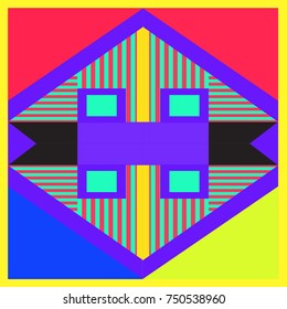 Trendy geometric elements memphis greeting cards design. Retro style texture, pattern and elements. Modern abstract design poster and cover template