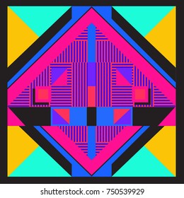 Trendy geometric elements memphis greeting cards design. Retro style texture, pattern and elements. Modern abstract design poster and cover template
