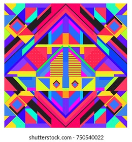 Trendy geometric elements memphis greeting cards design. Retro style texture, pattern and elements. Modern abstract design poster and cover template