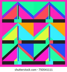 Trendy geometric elements memphis greeting cards design. Retro style texture, pattern and elements. Modern abstract design poster and cover template