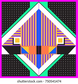 Trendy geometric elements memphis greeting cards design. Retro style texture, pattern and elements. Modern abstract design poster and cover template