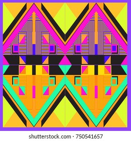 Trendy geometric elements memphis greeting cards design. Retro style texture, pattern and elements. Modern abstract design poster and cover template