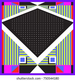 Trendy geometric elements memphis greeting cards design. Retro style texture, pattern and elements. Modern abstract design poster and cover template