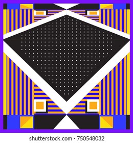 Trendy geometric elements memphis greeting cards design. Retro style texture, pattern and elements. Modern abstract design poster and cover template