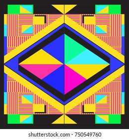 Trendy geometric elements memphis greeting cards design. Retro style texture, pattern and elements. Modern abstract design poster and cover template