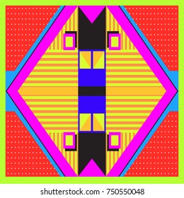 Trendy geometric elements memphis greeting cards design. Retro style texture, pattern and elements. Modern abstract design poster and cover template