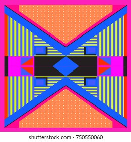 Trendy geometric elements memphis greeting cards design. Retro style texture, pattern and elements. Modern abstract design poster and cover template