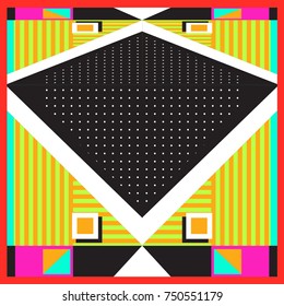 Trendy geometric elements memphis greeting cards design. Retro style texture, pattern and elements. Modern abstract design poster and cover template