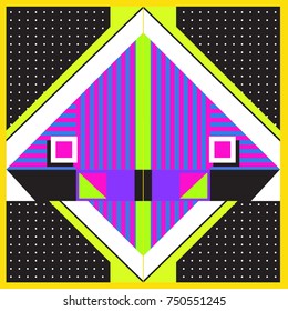 Trendy geometric elements memphis greeting cards design. Retro style texture, pattern and elements. Modern abstract design poster and cover template