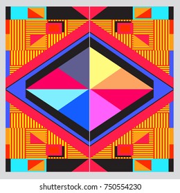 Trendy geometric elements memphis greeting cards design. Retro style texture, pattern and elements. Modern abstract design poster and cover template
