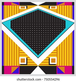 Trendy geometric elements memphis greeting cards design. Retro style texture, pattern and elements. Modern abstract design poster and cover template