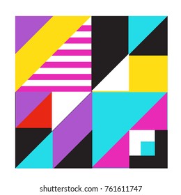 Trendy geometric elements memphis greeting cards design. Retro style texture, pattern and elements. Modern abstract design poster and cover template