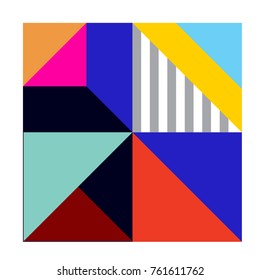 Trendy geometric elements memphis greeting cards design. Retro style texture, pattern and elements. Modern abstract design poster and cover template