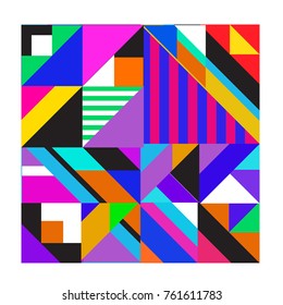 Trendy geometric elements memphis greeting cards design. Retro style texture, pattern and elements. Modern abstract design poster and cover template
