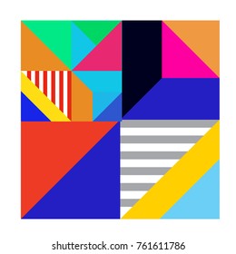 Trendy geometric elements memphis greeting cards design. Retro style texture, pattern and elements. Modern abstract design poster and cover template