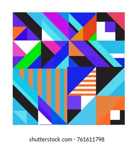 Trendy geometric elements memphis greeting cards design. Retro style texture, pattern and elements. Modern abstract design poster and cover template