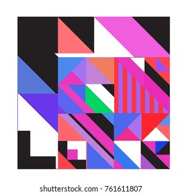Trendy geometric elements memphis greeting cards design. Retro style texture, pattern and elements. Modern abstract design poster and cover template