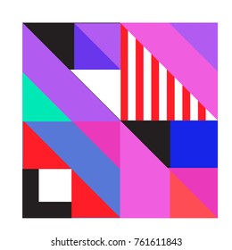 Trendy geometric elements memphis greeting cards design. Retro style texture, pattern and elements. Modern abstract design poster and cover template