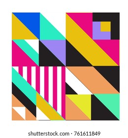 Trendy geometric elements memphis greeting cards design. Retro style texture, pattern and elements. Modern abstract design poster and cover template