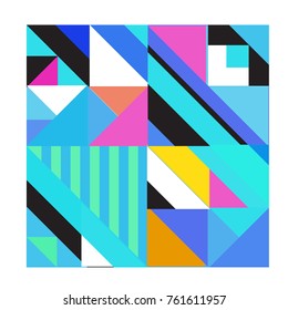 Trendy geometric elements memphis greeting cards design. Retro style texture, pattern and elements. Modern abstract design poster and cover template