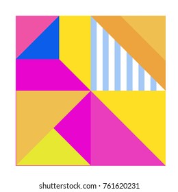 Trendy geometric elements memphis greeting cards design. Retro style texture, pattern and elements. Modern abstract design poster and cover template