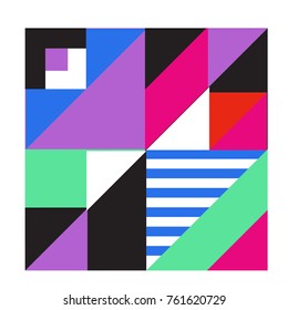 Trendy geometric elements memphis greeting cards design. Retro style texture, pattern and elements. Modern abstract design poster and cover template