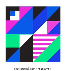 Trendy geometric elements memphis greeting cards design. Retro style texture, pattern and elements. Modern abstract design poster and cover template