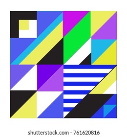 Trendy geometric elements memphis greeting cards design. Retro style texture, pattern and elements. Modern abstract design poster and cover template