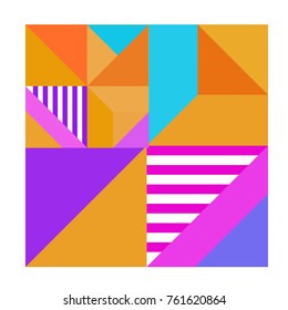 Trendy geometric elements memphis greeting cards design. Retro style texture, pattern and elements. Modern abstract design poster and cover template