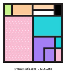 Trendy geometric elements memphis greeting cards design. Retro style texture, pattern and elements. Modern abstract design poster and cover template