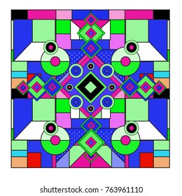 Trendy geometric elements memphis greeting cards design. Retro style texture, pattern and elements. Modern abstract design poster and cover template