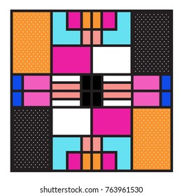 Trendy geometric elements memphis greeting cards design. Retro style texture, pattern and elements. Modern abstract design poster and cover template