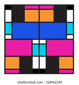 Trendy geometric elements memphis greeting cards design. Retro style texture, pattern and elements. Modern abstract design poster and cover template