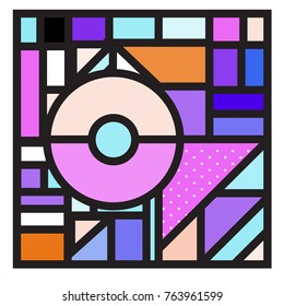 Trendy geometric elements memphis greeting cards design. Retro style texture, pattern and elements. Modern abstract design poster and cover template
