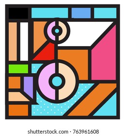 Trendy geometric elements memphis greeting cards design. Retro style texture, pattern and elements. Modern abstract design poster and cover template