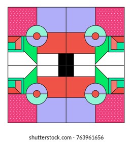 Trendy geometric elements memphis greeting cards design. Retro style texture, pattern and elements. Modern abstract design poster and cover template