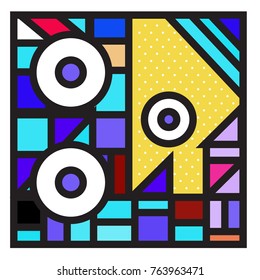 Trendy geometric elements memphis greeting cards design. Retro style texture, pattern and elements. Modern abstract design poster and cover template