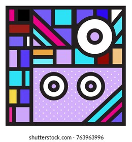 Trendy geometric elements memphis greeting cards design. Retro style texture, pattern and elements. Modern abstract design poster and cover template