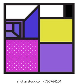 Trendy geometric elements memphis greeting cards design. Retro style texture, pattern and elements. Modern abstract design poster and cover template