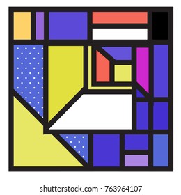 Trendy geometric elements memphis greeting cards design. Retro style texture, pattern and elements. Modern abstract design poster and cover template