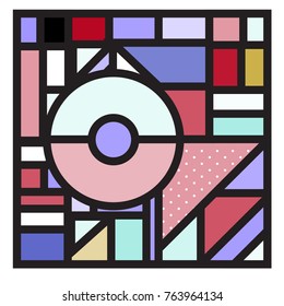 Trendy geometric elements memphis greeting cards design. Retro style texture, pattern and elements. Modern abstract design poster and cover template
