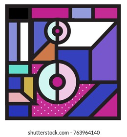 Trendy geometric elements memphis greeting cards design. Retro style texture, pattern and elements. Modern abstract design poster and cover template