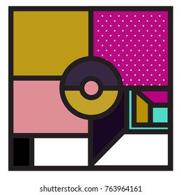 Trendy geometric elements memphis greeting cards design. Retro style texture, pattern and elements. Modern abstract design poster and cover template