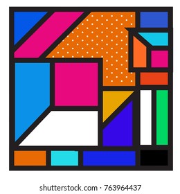 Trendy geometric elements memphis greeting cards design. Retro style texture, pattern and elements. Modern abstract design poster and cover template
