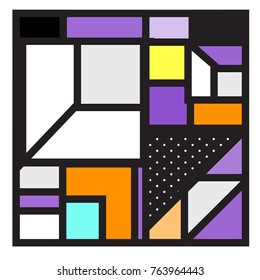 Trendy geometric elements memphis greeting cards design. Retro style texture, pattern and elements. Modern abstract design poster and cover template